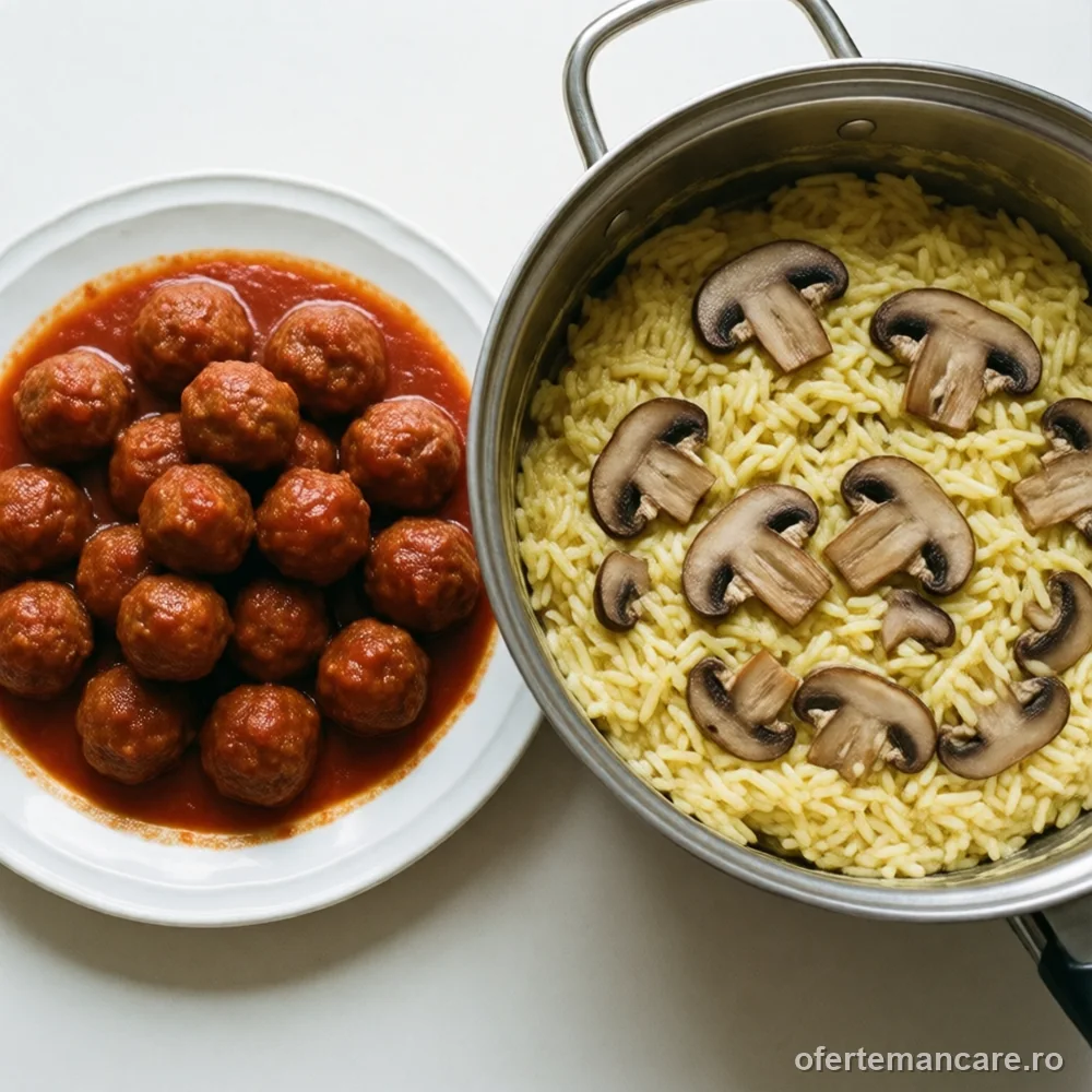 Meniu Chiftele de Porc Marinate si Pilaf cu Ciuperci