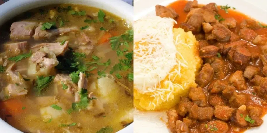 Meniu ciorbă de curcan și tochitură de porc