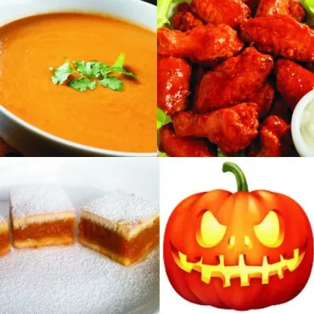 Meniu de Halloween: supă cremă de dovleac, aripioare picante și plăcintă cu dovleac
