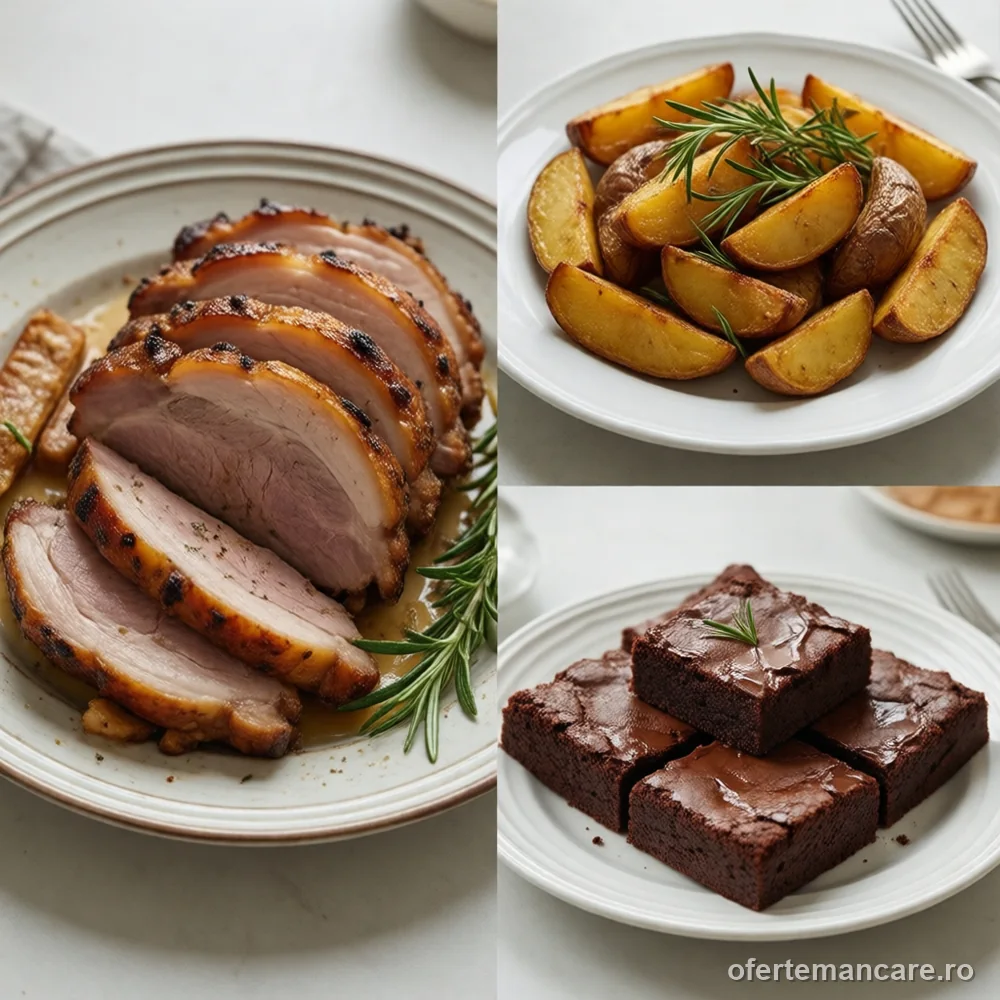Meniu: friptură de porc la cuptor, cartofi cu rozmarin și prăjitură cu Nutella și banane