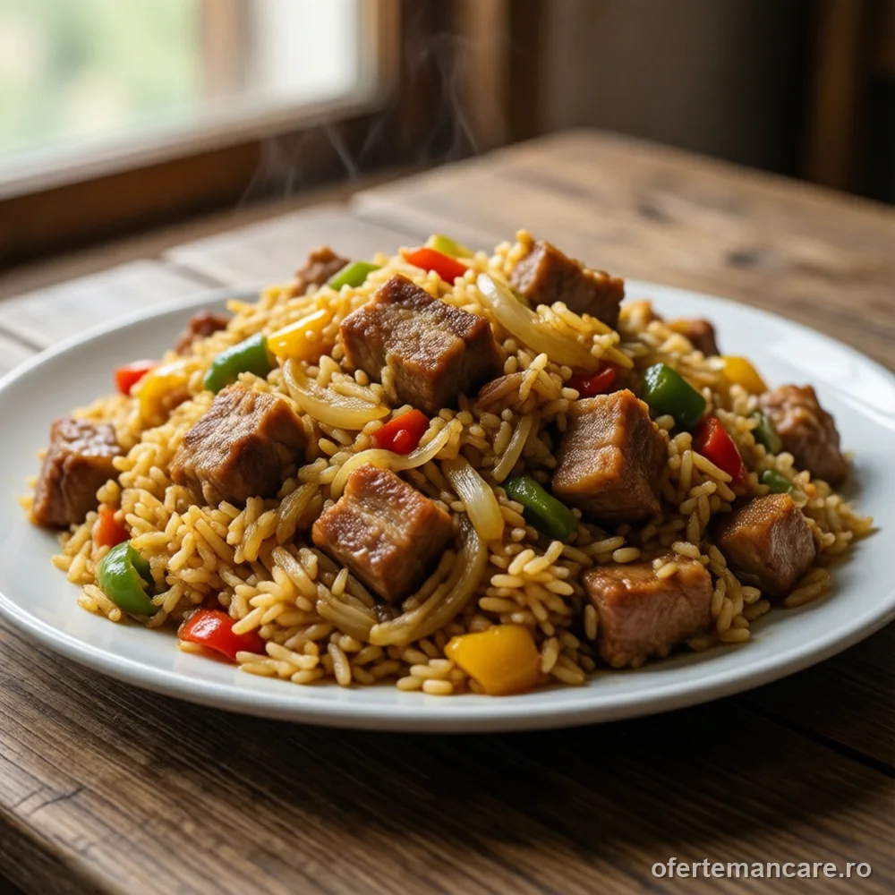 Pilaf cu carne de porc, 1,8 kg — mâncare gătită, livrare în București